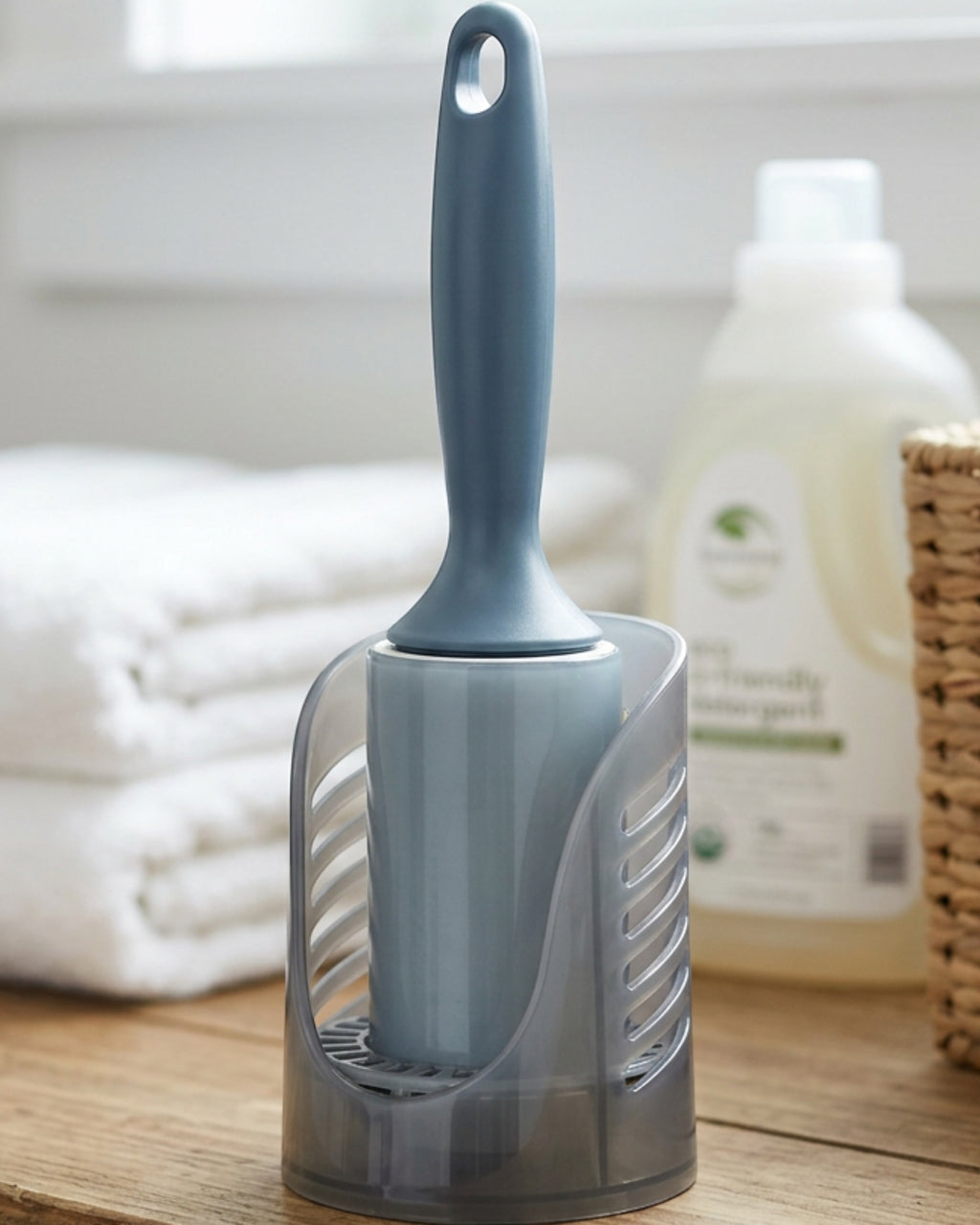 Terray Washable Gel Lint Roller with Ventilated Stand Smoky Blue - Lifestyle view